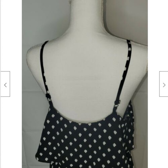 Elle Dress M Spaghetti Straps Black White Mini - Picture 5 of 7
